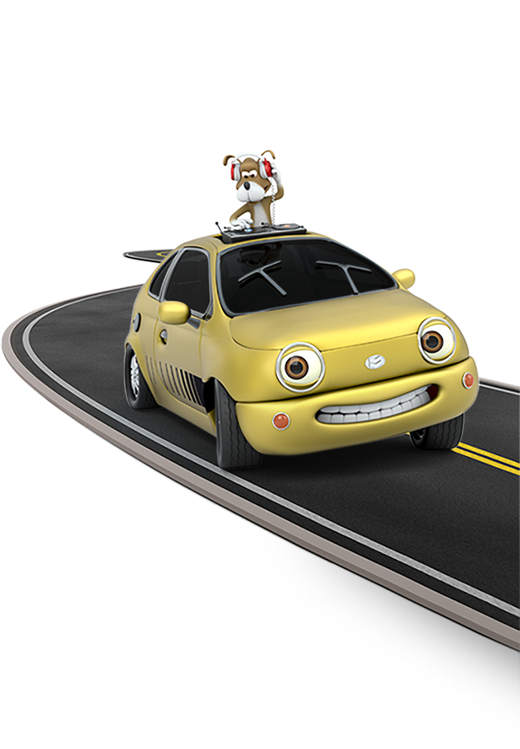Chevron gold car on highway Chevron gold car on highway